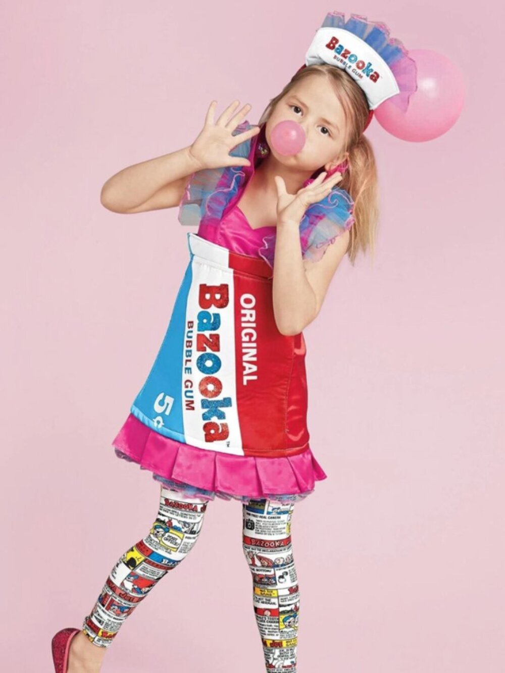 Chasing Fireflies Bazooka Bubble Gum 6-8 Costume w/Headband & Leggings EXC COND
